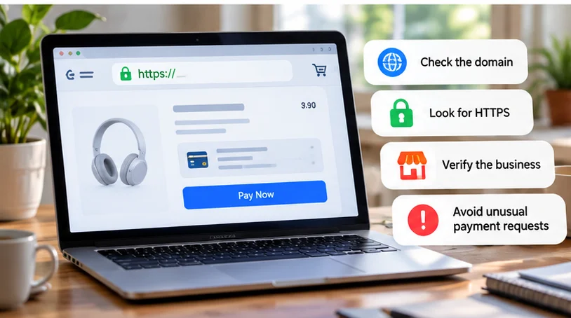 Online checkout safety checks for domain, HTTPS, business verification and payment requests